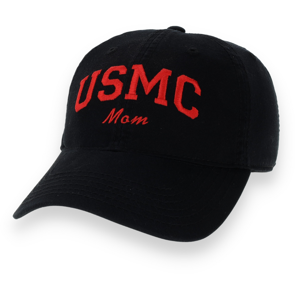 USMC Mom Relaxed Twill Hat (Black/Red)