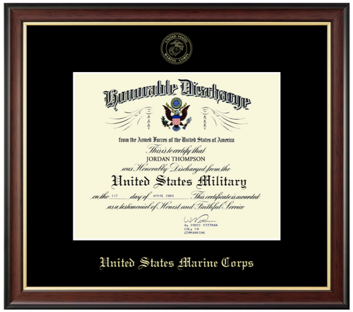 United States Marine Corps Honorable Discharge Certificate Frame (Horizontal)
