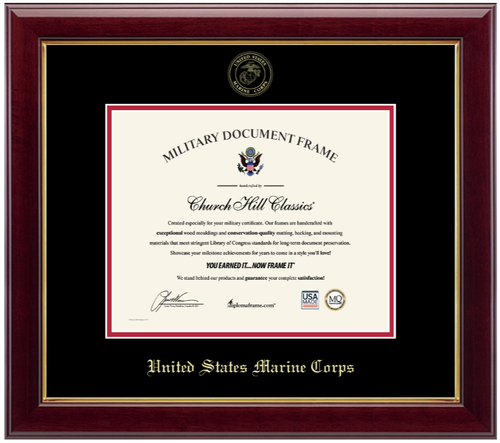 United States Marine Corps Gold Embossed Gallery Certificate Frame (Horizontal)