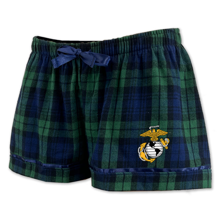 Marines Ladies EGA Logo Flannel Shorts (Blackwatch)