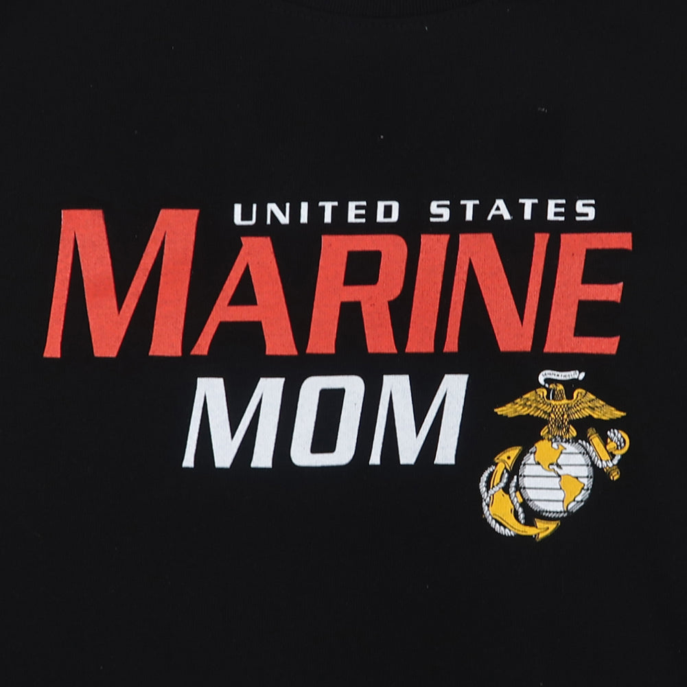 Ladies United States Marine Mom Long Sleeve T-Shirt (Black)