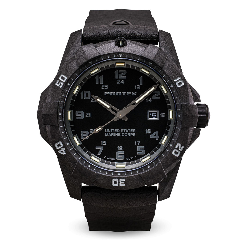 ProTek USMC Carbon Composite Dive Watch - Carbon/Blackout (Black Band)
