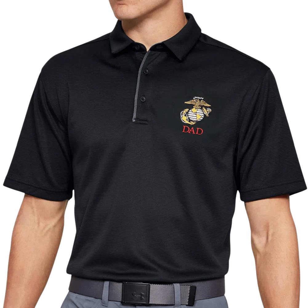 Marines EGA Dad Under Armour Tech Polo (Black)