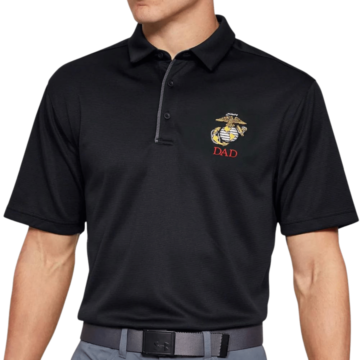 Marines EGA Dad Under Armour Tech Polo (Black)