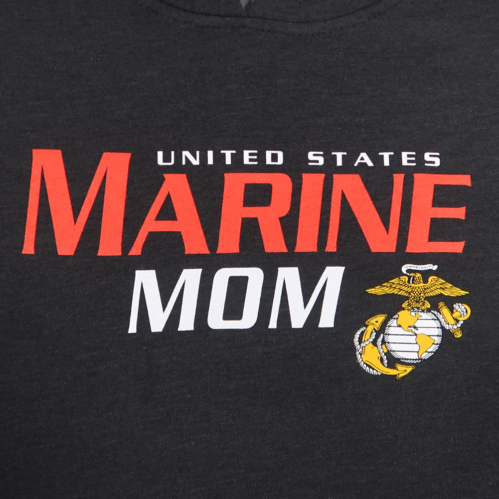 Ladies United States Marine Mom Hood (Heather Black)