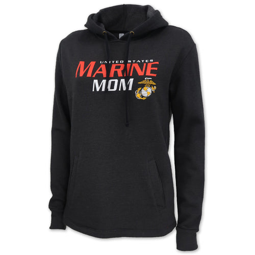 Ladies United States Marine Mom Hood (Heather Black)