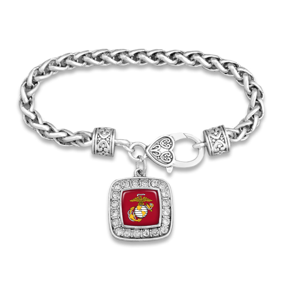 USMC EGA Crystal Square Bracelet