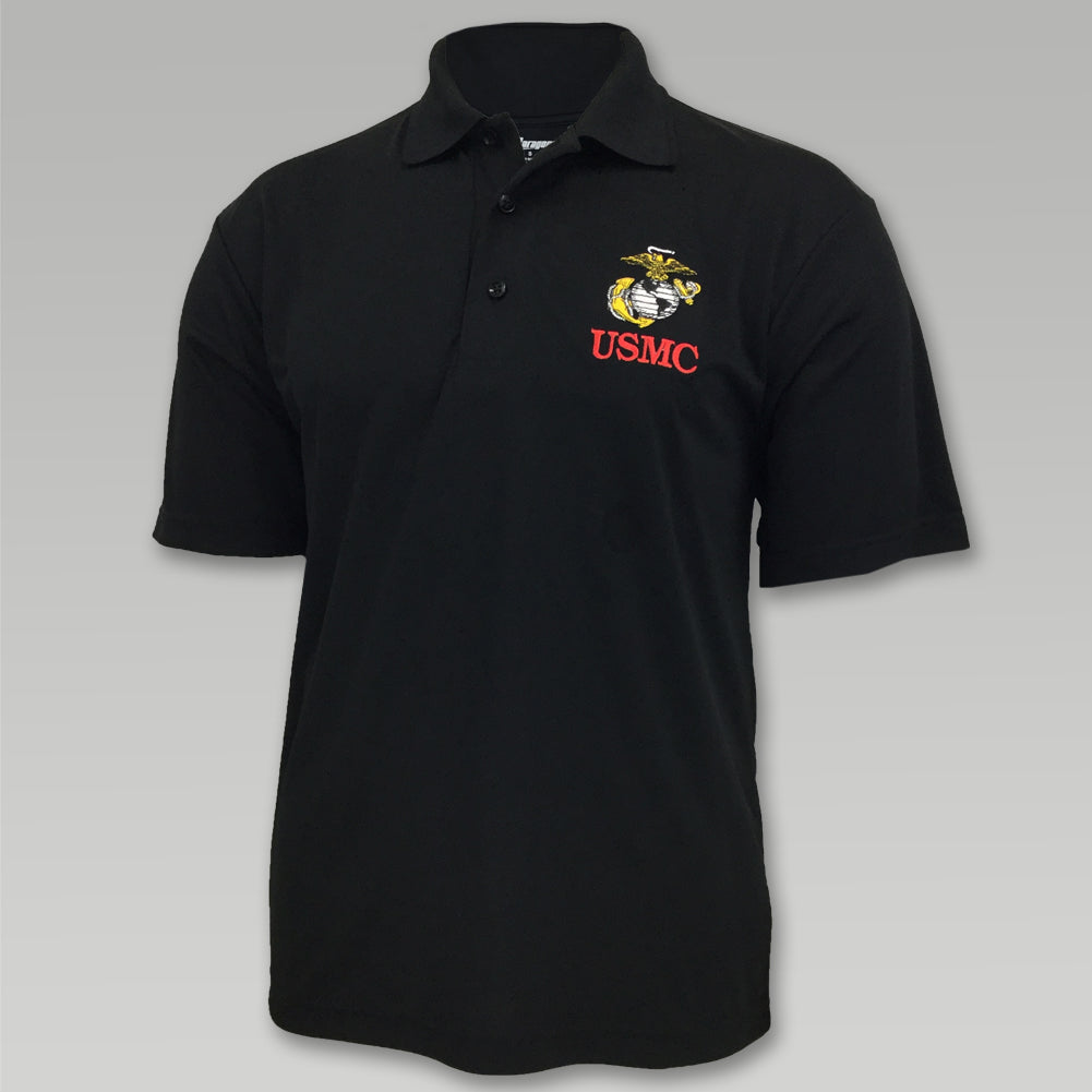 USMC PERFORMANCE POLO (BLACK) 3