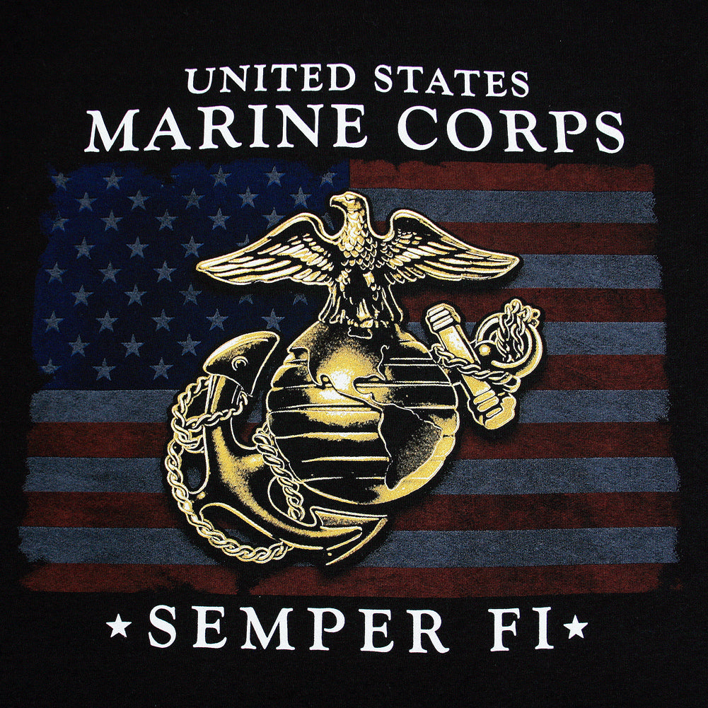 USMC Semper Fi EGA Flag T-Shirt (Black)