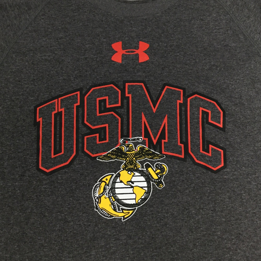 USMC T-Shirts: USMC Under Armour Arch EGA Tech T-Shirt in Grey